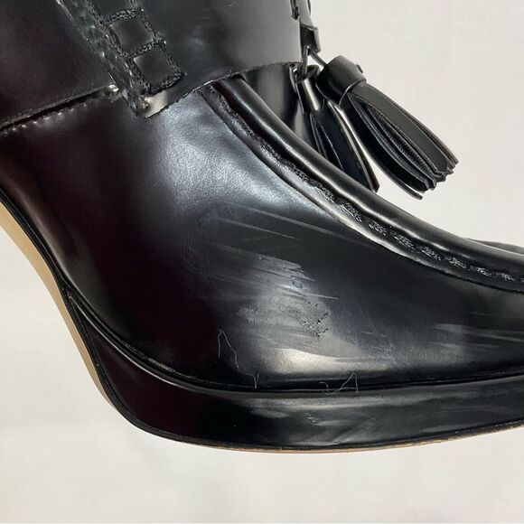 Sam Edelman Jed Loafer Black Faux Leather Block Heels Sz 11 Tassel Accents - Picture 8 of 15